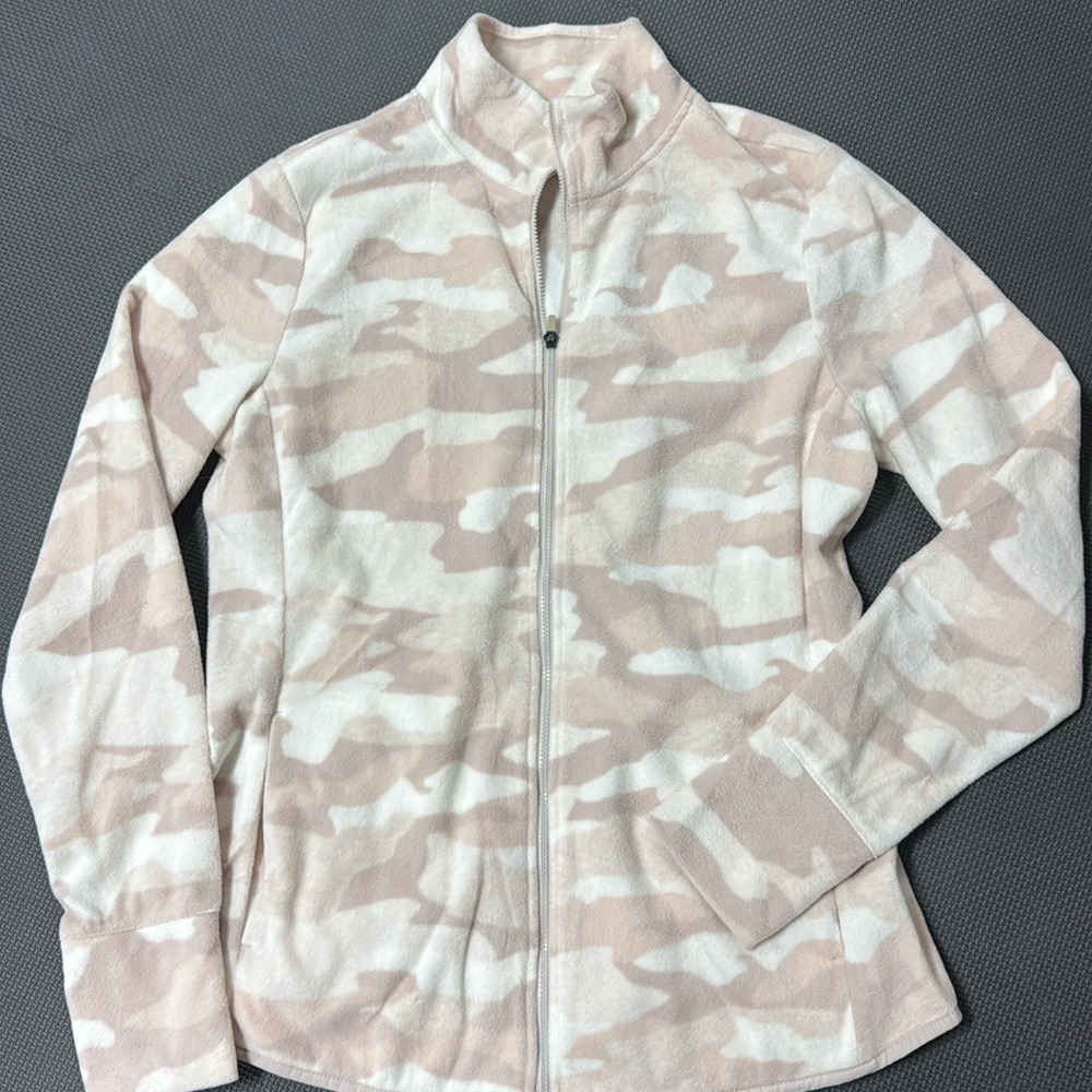 New Old Navy Pink Camo Zip Up Fleece Medium